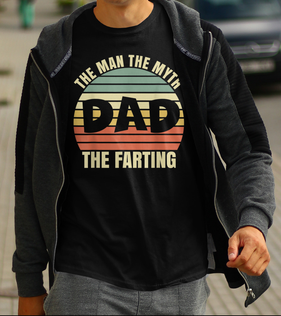 Mens Vintage Dad The Man The Myth The Farting Retro Stripes T-Shirt