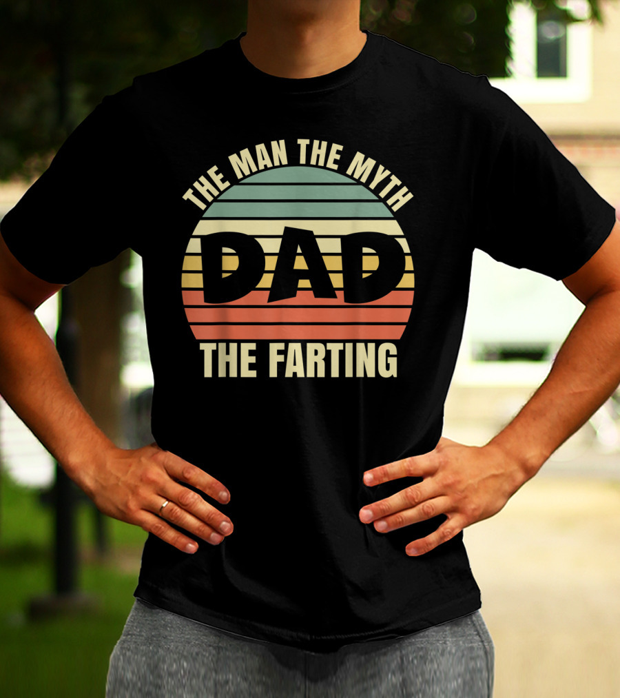 Mens Vintage Dad The Man The Myth The Farting Retro Stripes T-Shirt