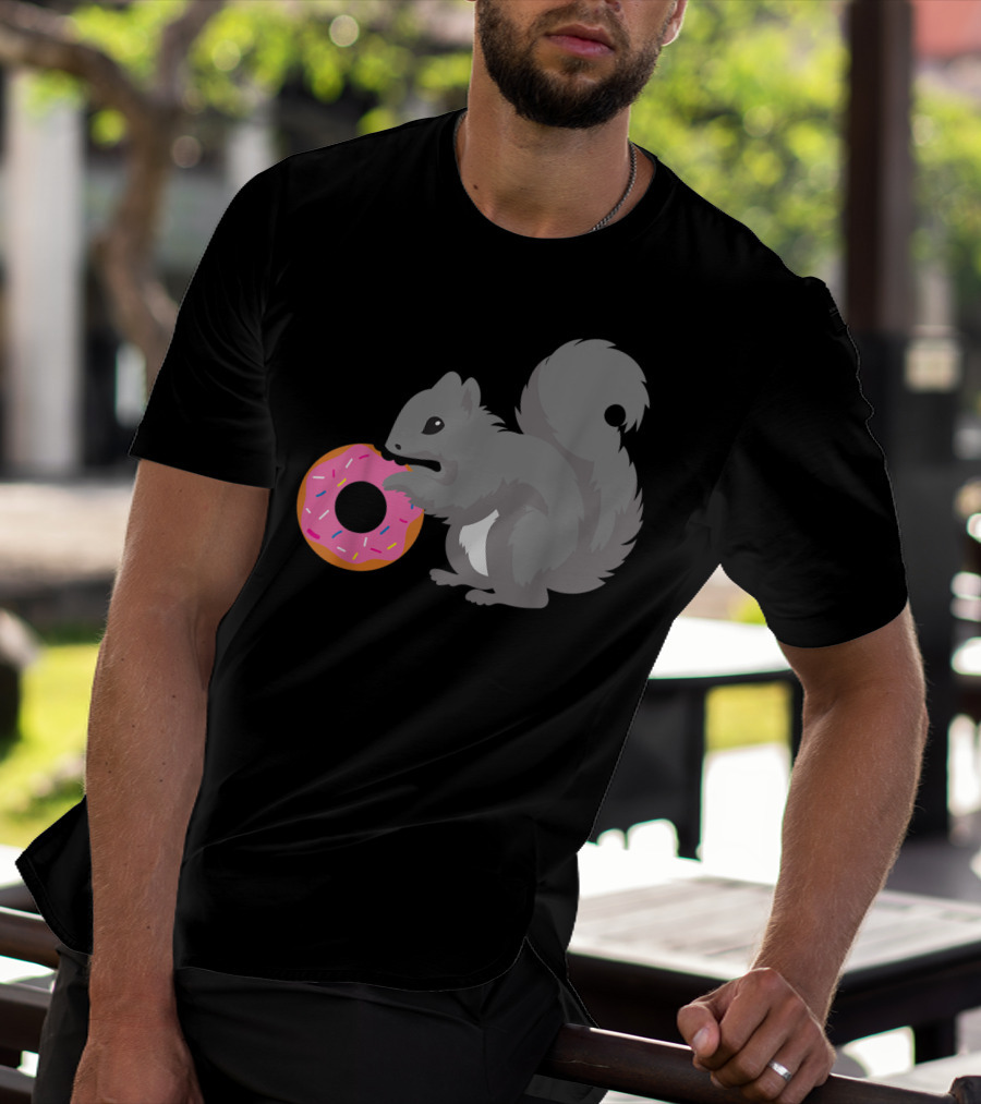 Squirrel Holding Pink Sprinkled Doughnut T-Shirt