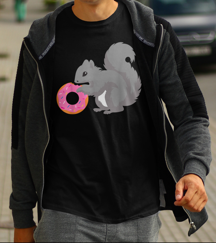 Squirrel Holding Pink Sprinkled Doughnut T-Shirt