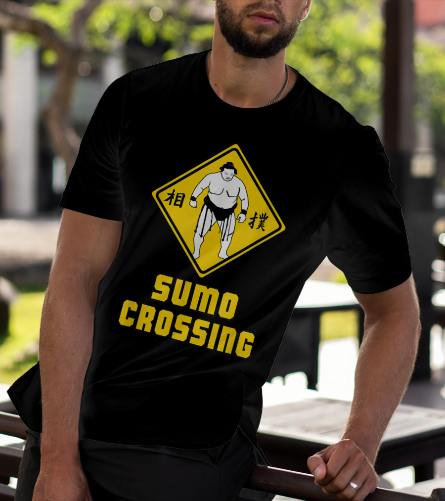 Sumo Crossing Sign Sumo Wrestling Iconic Warning Japan T-Shirt