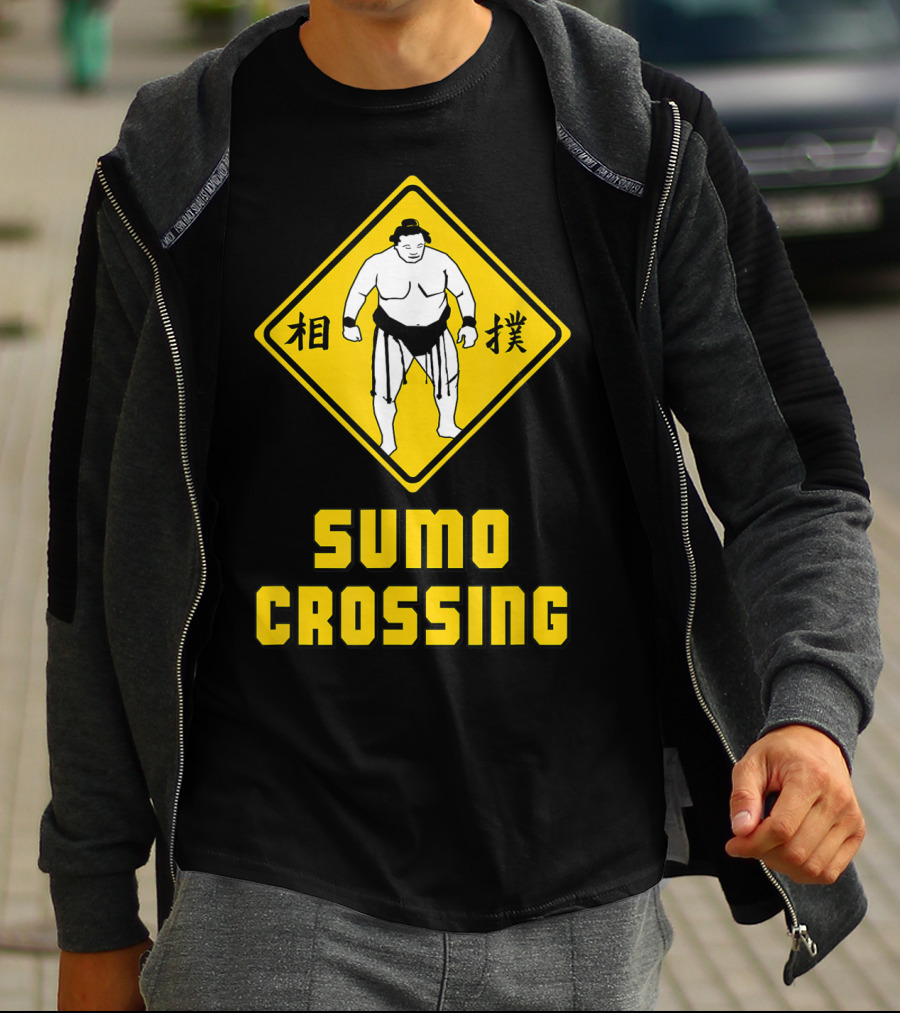 Sumo Crossing Sign Sumo Wrestling Iconic Warning Japan T-Shirt