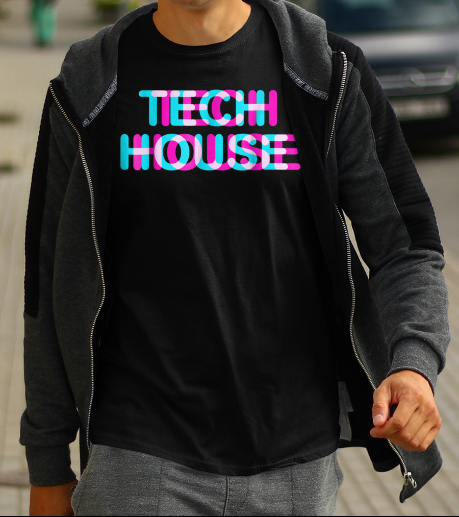 Tech House 3D Discotheque Music Retro Neon T-Shirt