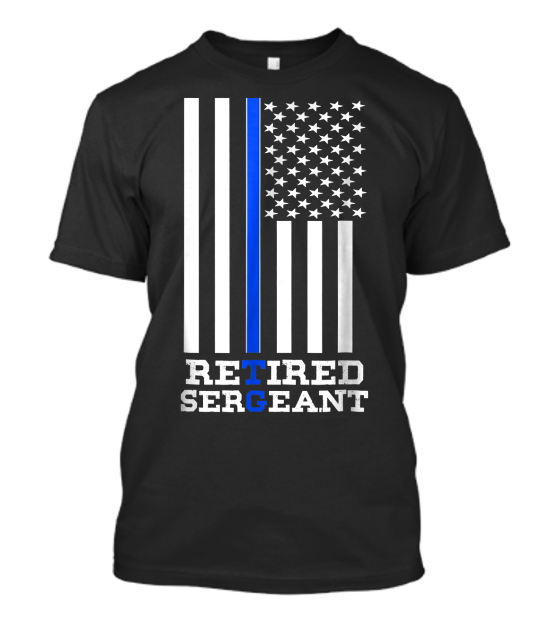 Thin Blue Line Flag Retired Sergeant T-Shirt