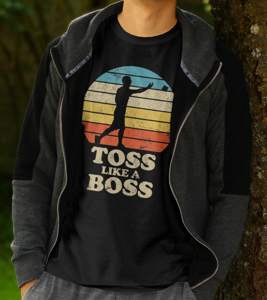 Toss Like A Boss Vintage Sunset Cornhole T-Shirt