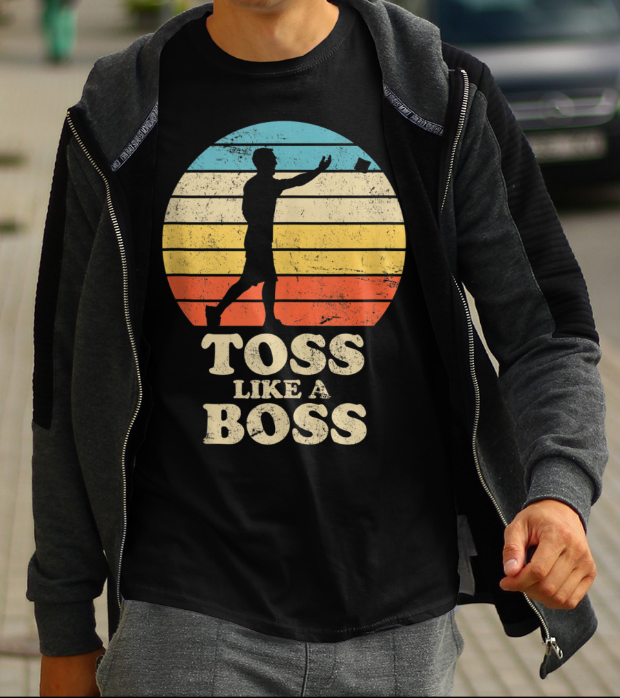 Toss Like A Boss Vintage Sunset Cornhole T-Shirt
