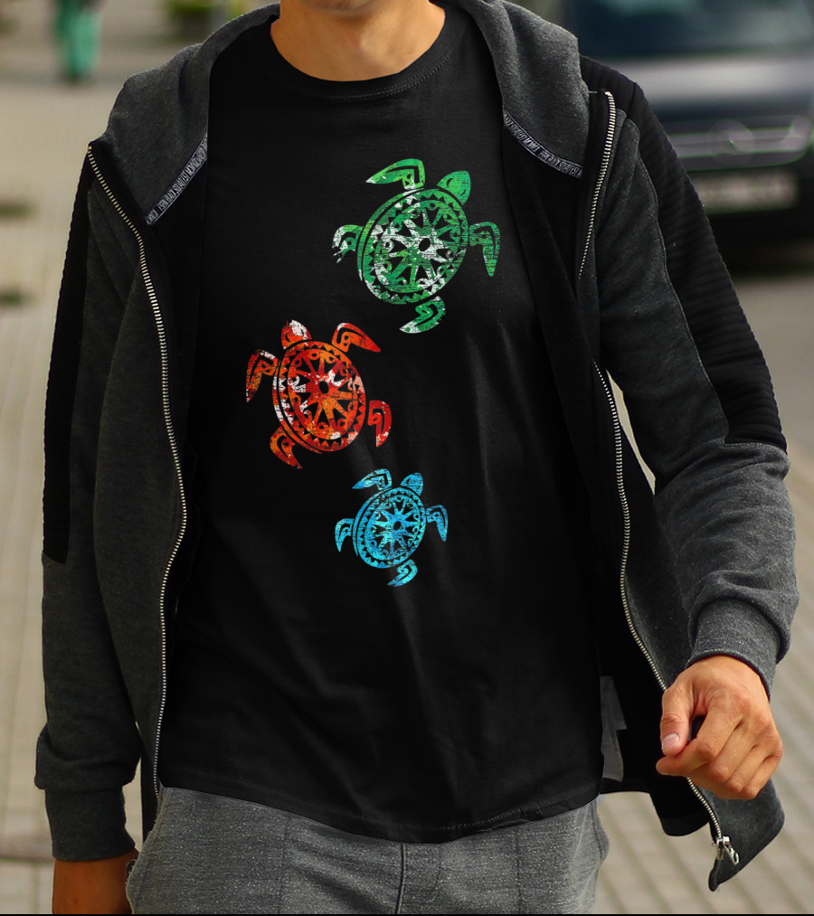 Turtles Save The Turtles Climate Change Green Red Blue T-Shirt