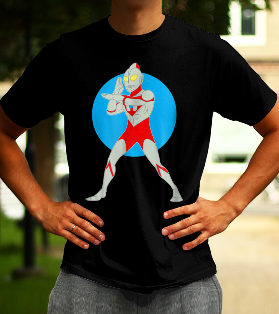 Ultraman Standing Pose With Blue Circle Background T-Shirt