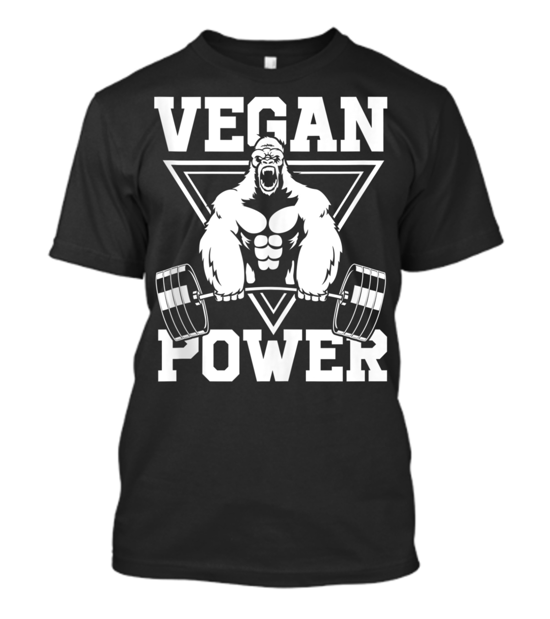 Vegan Power Gorilla Weightlifting Strength Fitness T-Shirt