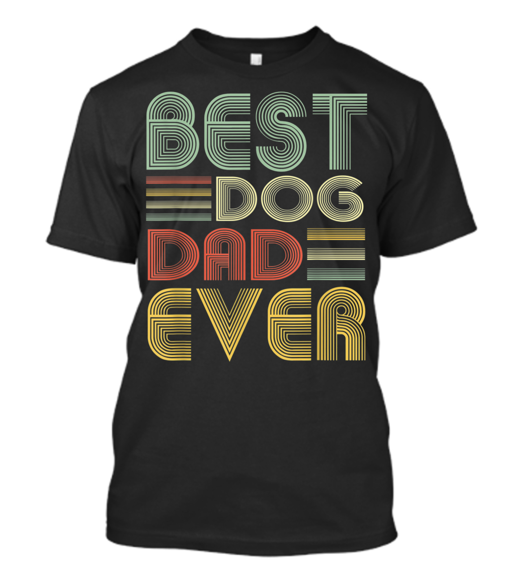 Vintage Best Dog Dad Ever Father's Day Striped Retro T-Shirt