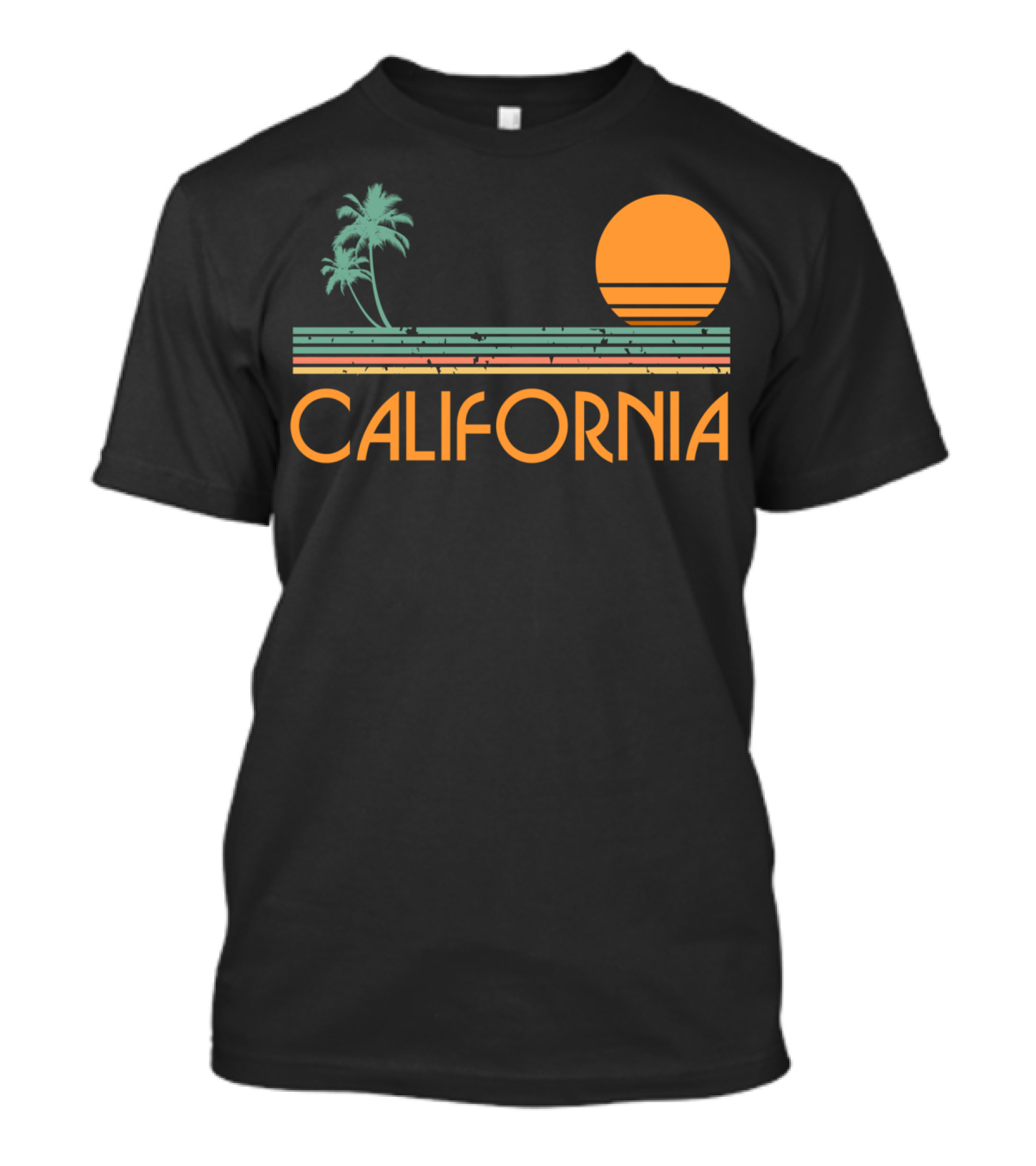 California Retro Sunset Palm Beach Vintage T-Shirt