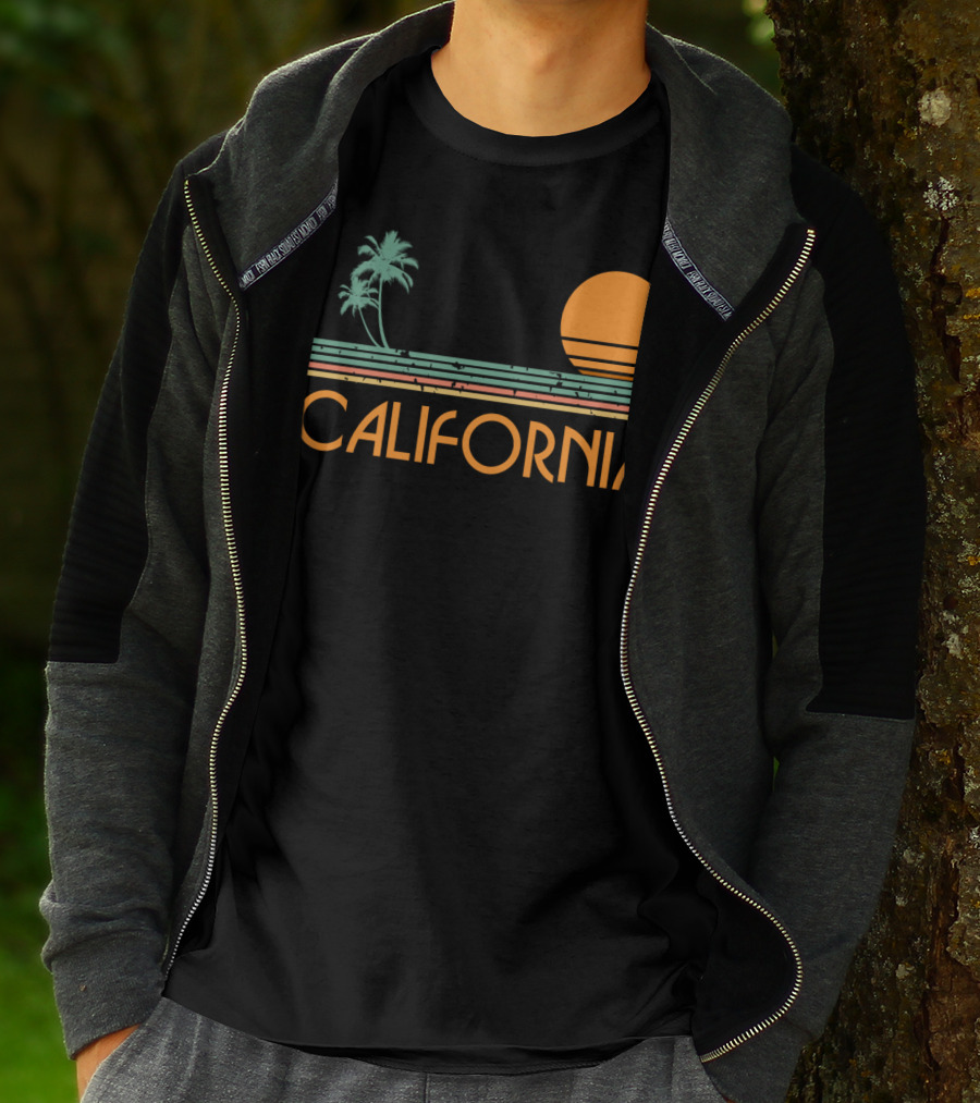 California Retro Sunset Palm Beach Vintage T-Shirt