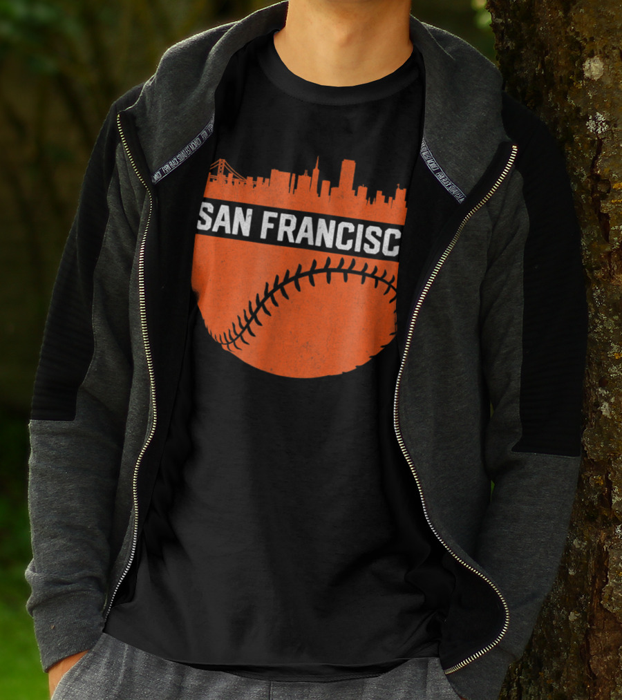 Vintage San Francisco Skyline Baseball Bridge Orange T-Shirt