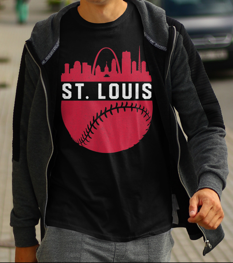 Vintage St Louis Missouri Skyline Baseball Arch T-Shirt