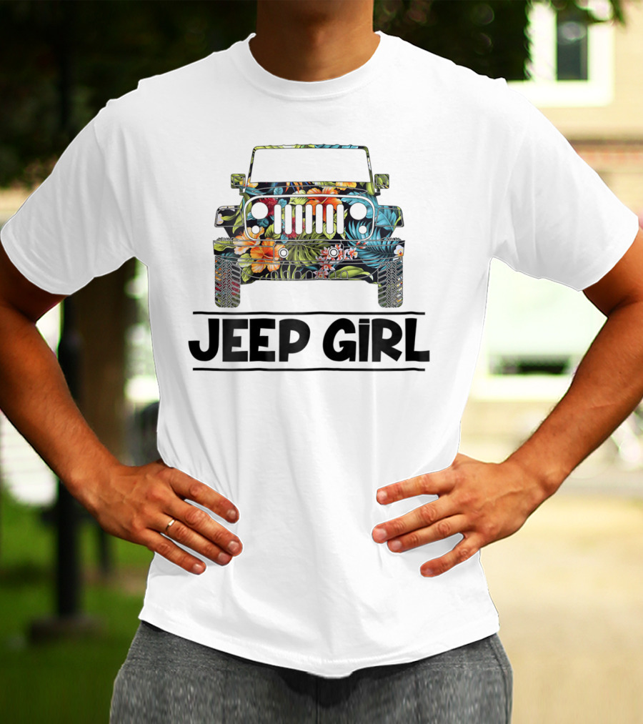 Vintage Flower Jeep Girl Summer T-Shirt