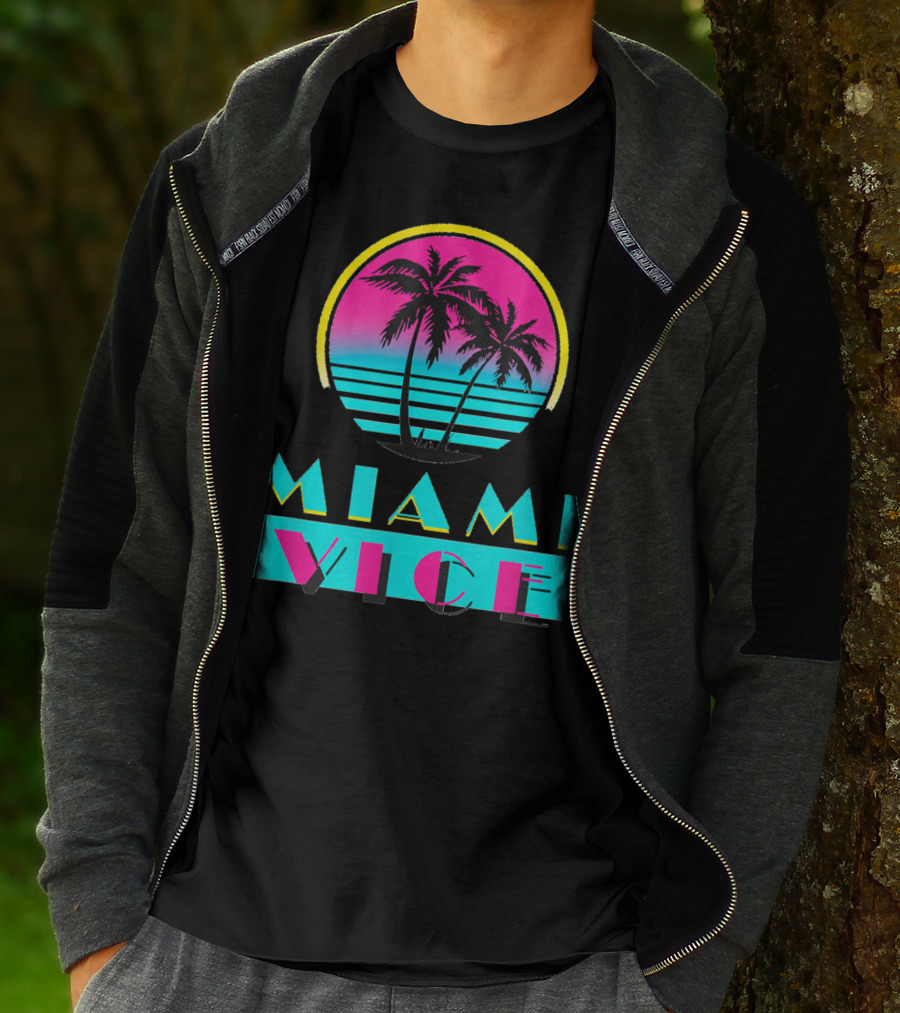Miami Vice Vintage Florida Cityscape Retro Palm Sunset T-Shirt