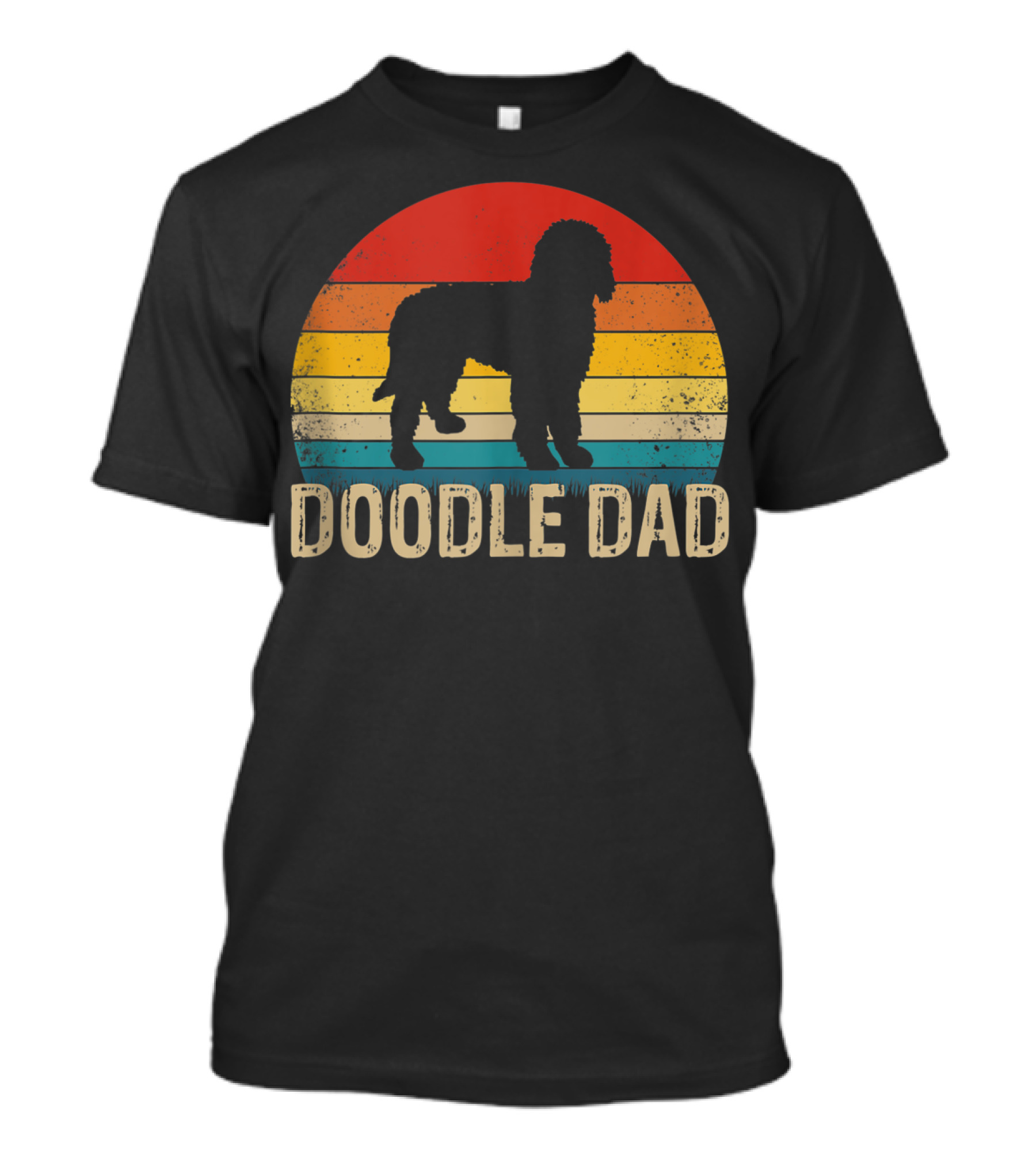 Vintage Goldendoodle Silhouette Doodle Dad Retro Sunset T-Shirt