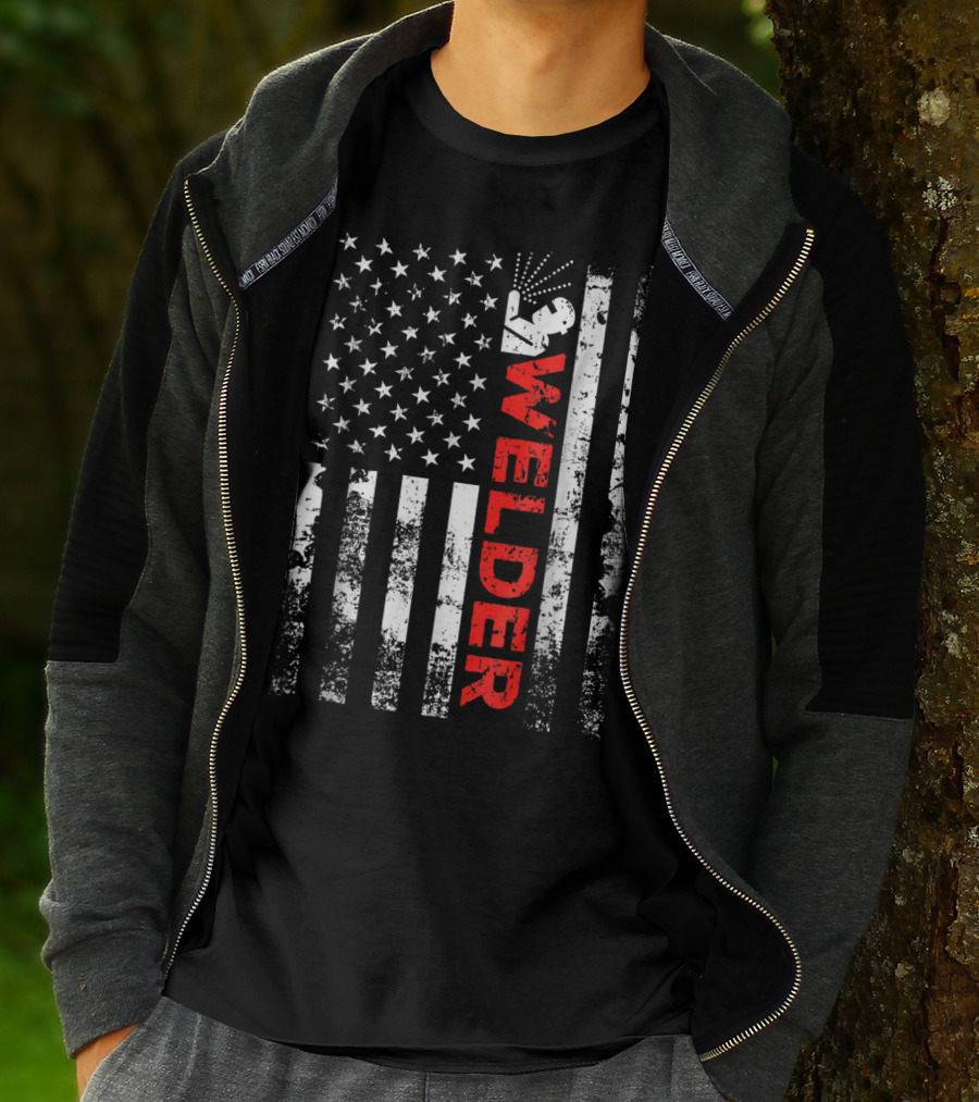 Welder USA Vintage American Flag Welding T-Shirt