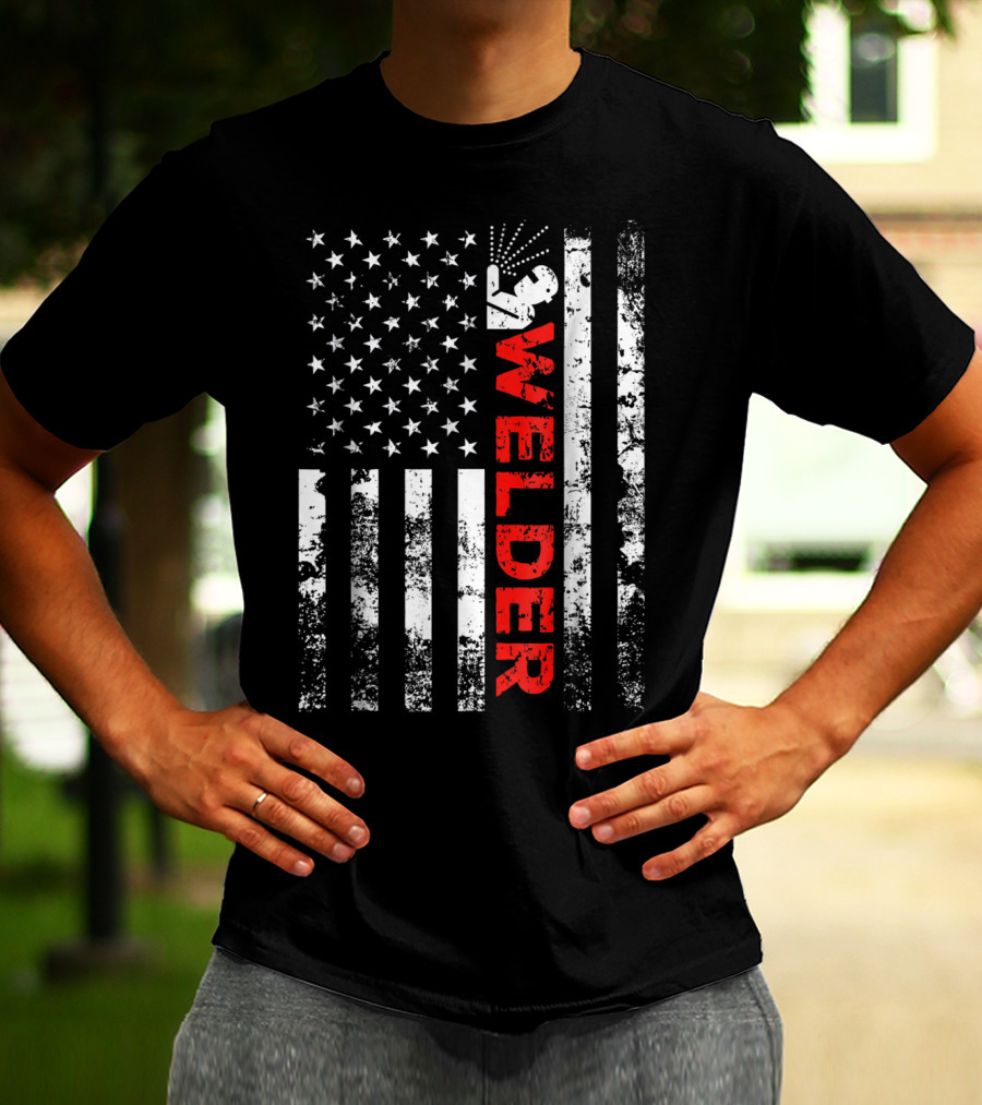 Welder USA Vintage American Flag Welding T-Shirt