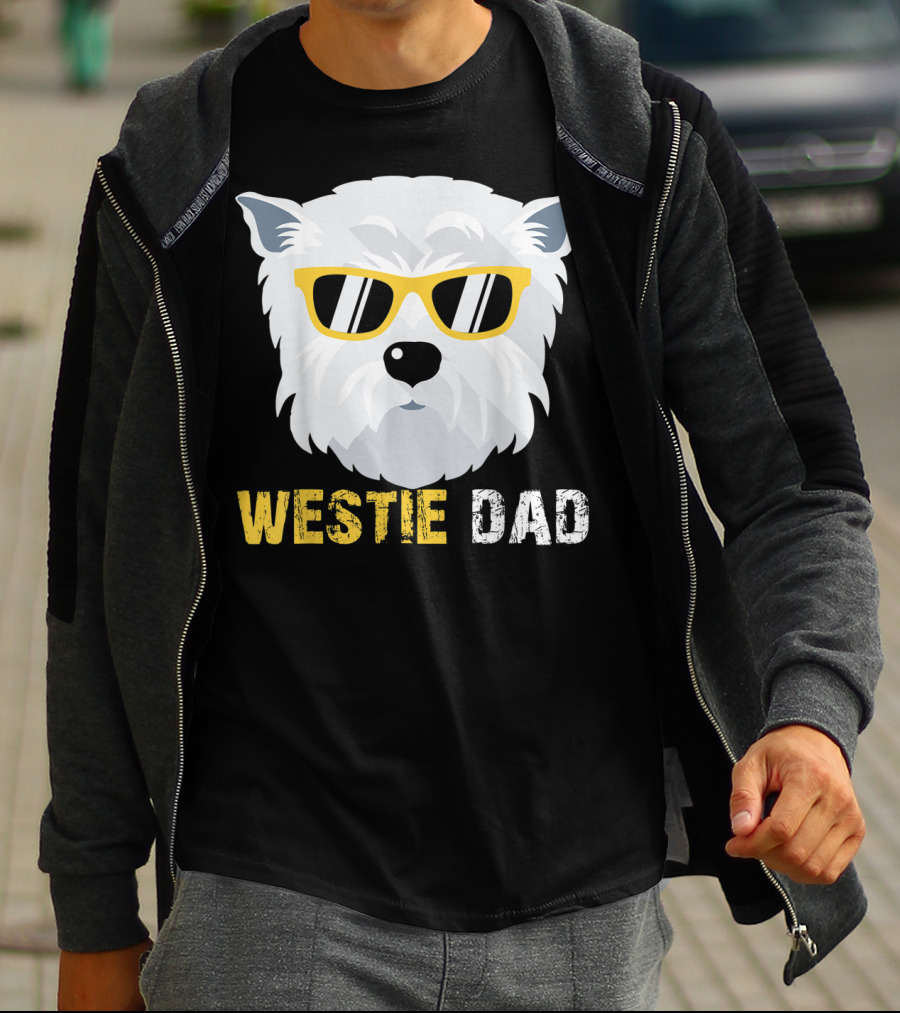 Westie Dad Dog Lovers Cool Sunglasses T-Shirt