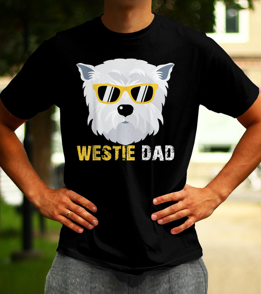 Westie Dad Dog Lovers Cool Sunglasses T-Shirt