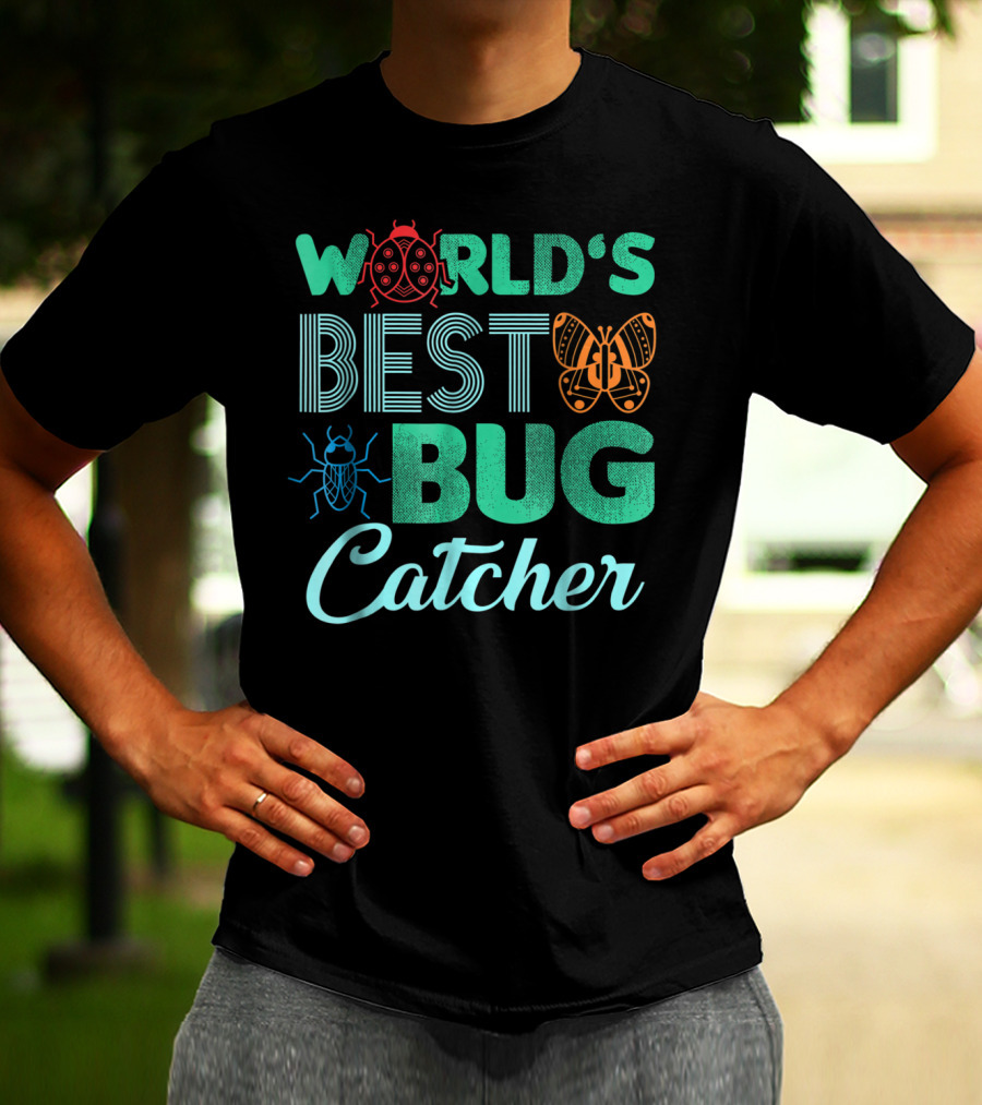 World's Best Bug Catcher Hunter Featuring Butterfly And Ladybug T-Shirt