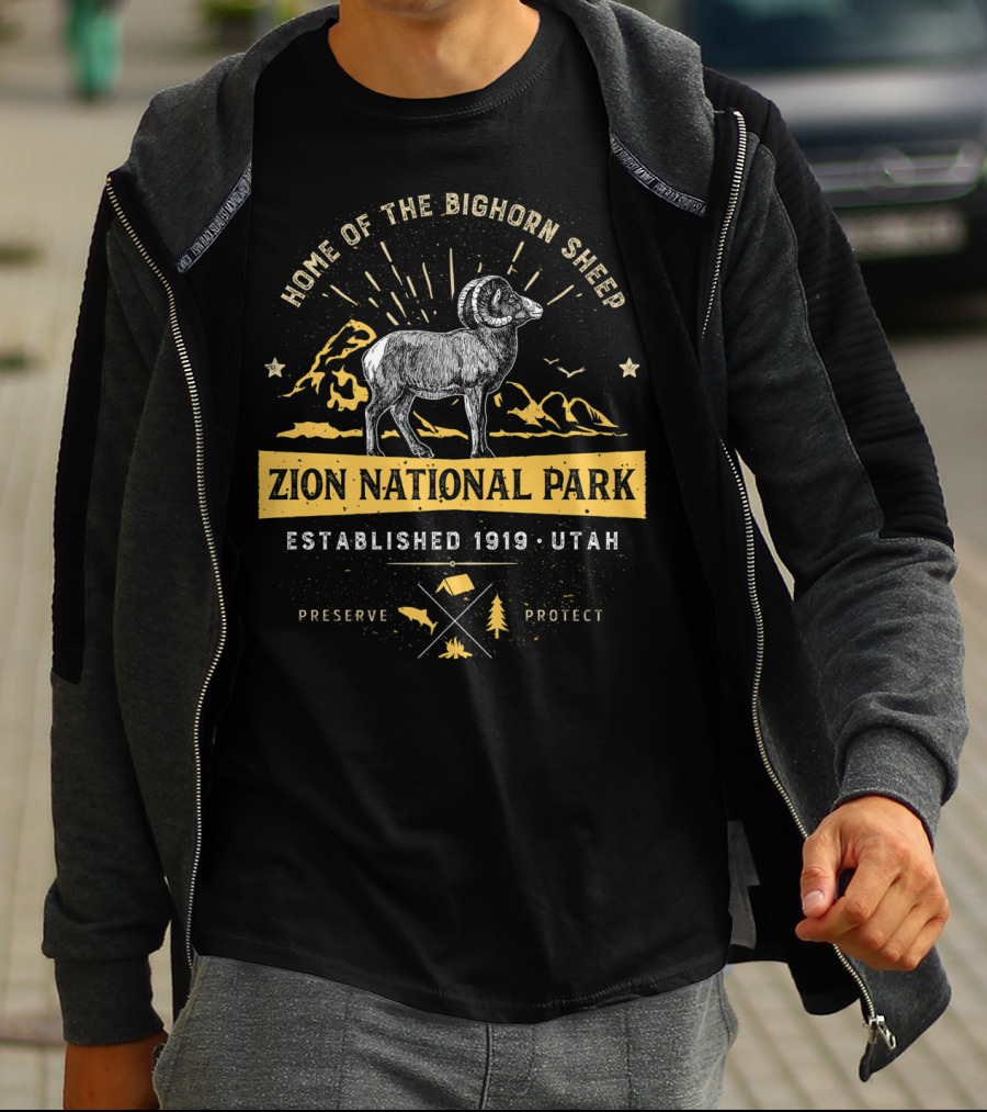 Home Of The Bighorn Sheep Zion National Park Established 1919 Utah Preserve Protect T-Shirt