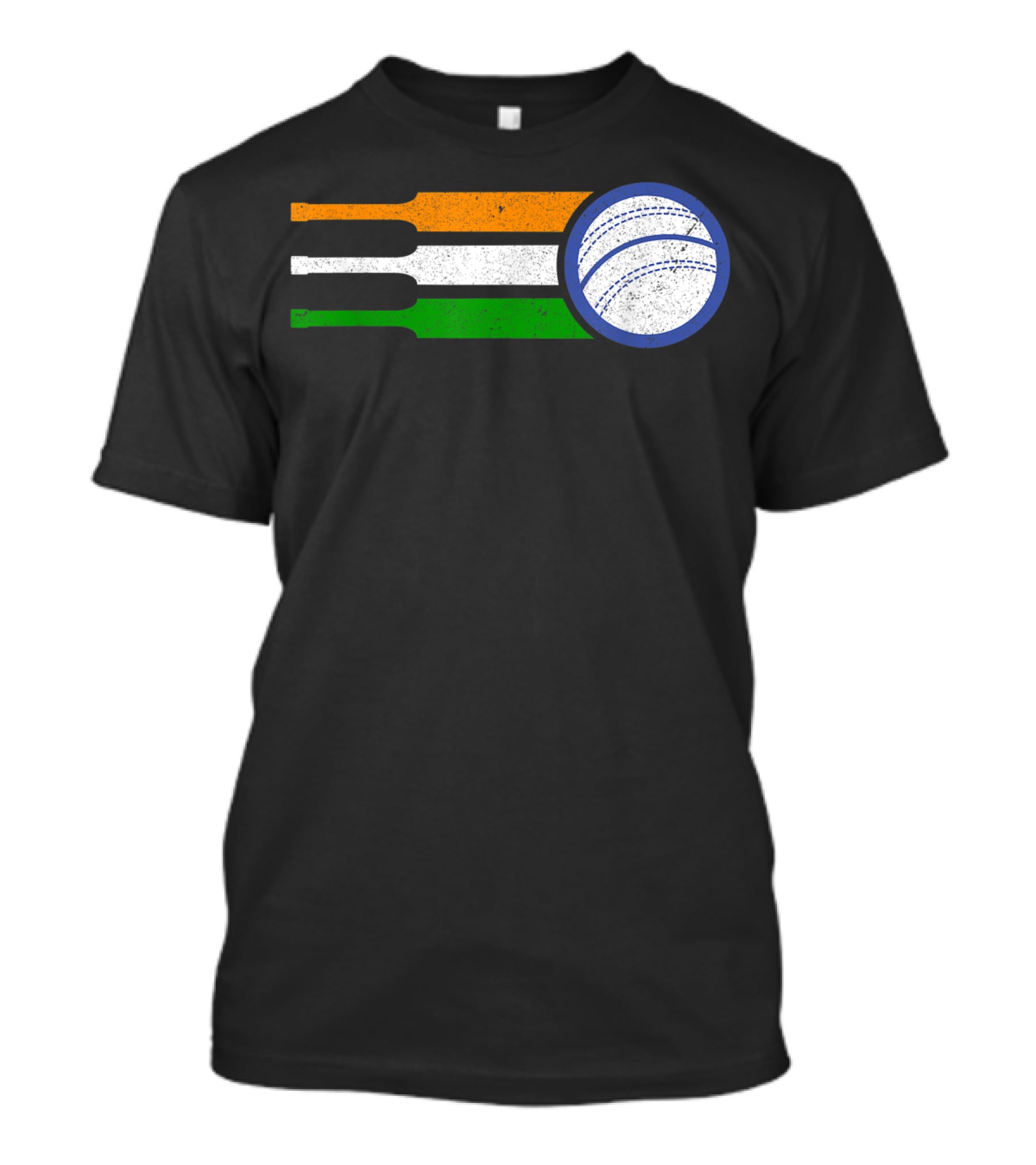 India Cricket Team Fan Flag With Cricket Ball And Tricolor T-Shirt