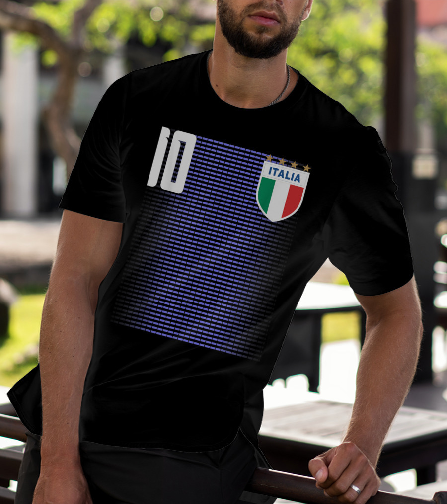 Italia Italian Italiano Italy Calcio Soccer Jersey Number 10 Crest With Stars T-Shirt