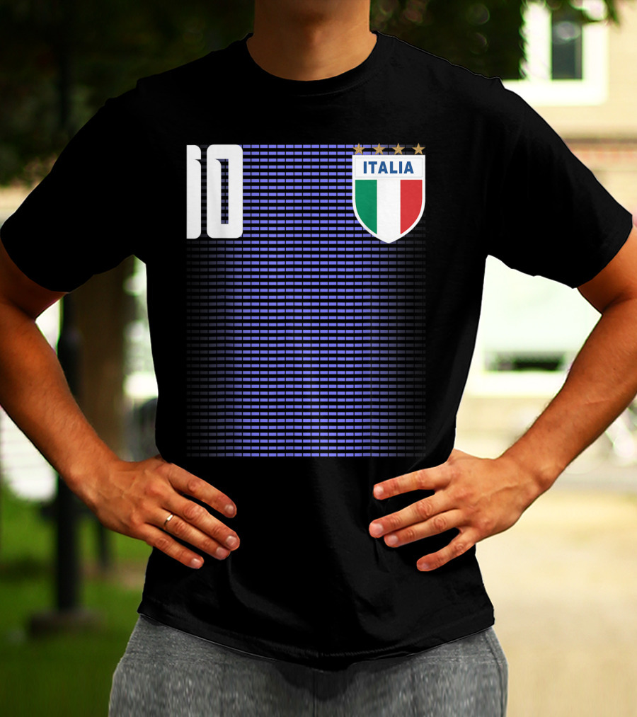 Italia Italian Italiano Italy Calcio Soccer Jersey Number 10 Crest With Stars T-Shirt