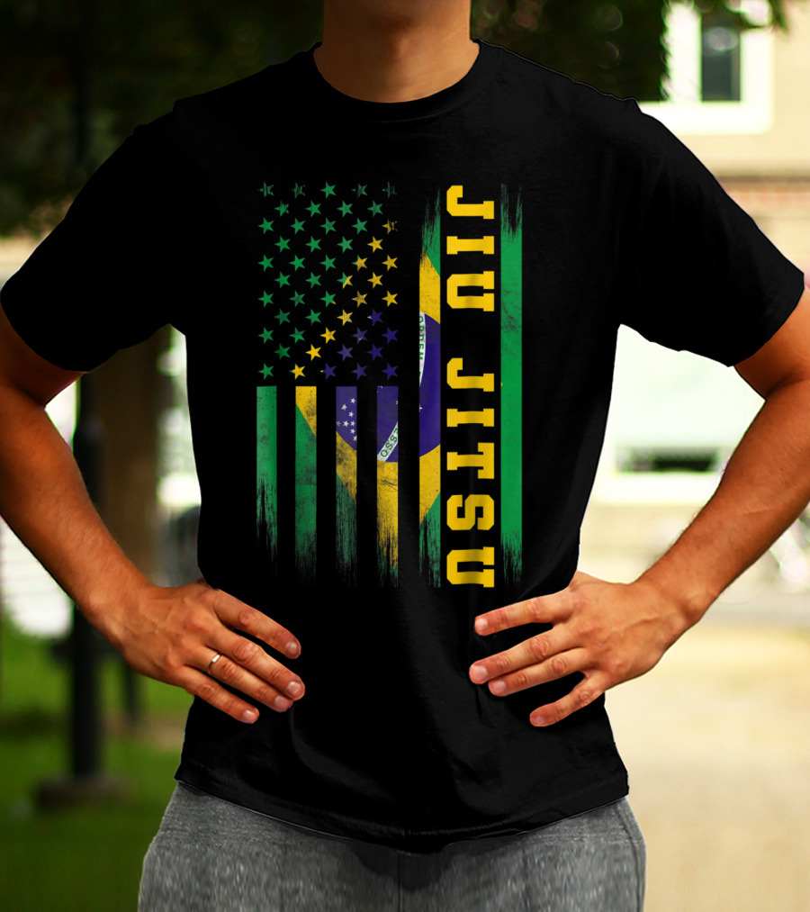 Jiu Jitsu Brazilian BJJ Brazil United States Flag T-Shirt