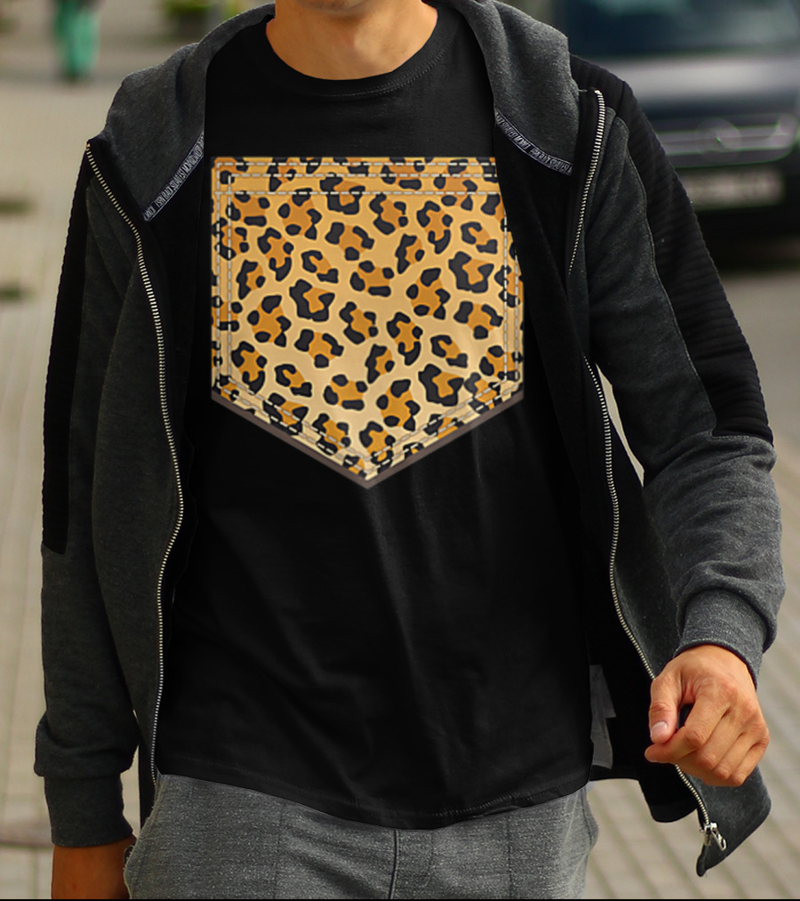 Leopard Print Pocket Cool Animal Lover Cheeta T-Shirt