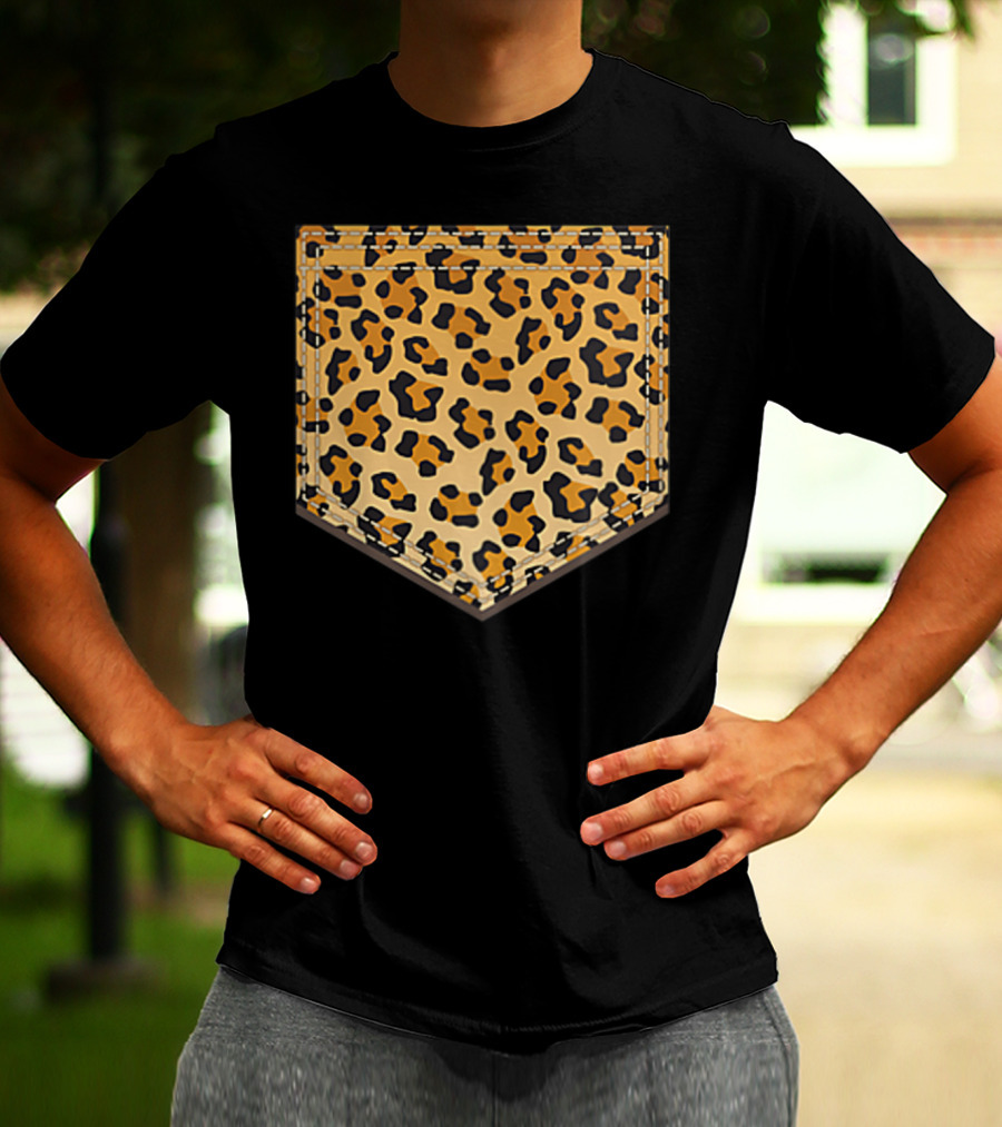 Leopard Print Pocket Cool Animal Lover Cheeta T-Shirt