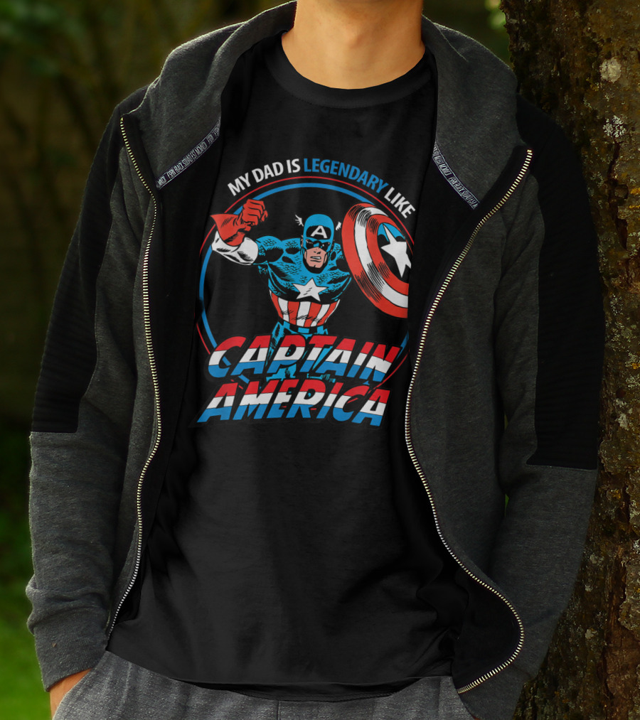 Marvel My Dad Is Legendary Like Captain America Heroic T-Shirt