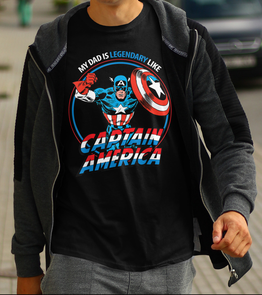 Marvel My Dad Is Legendary Like Captain America Heroic T-Shirt