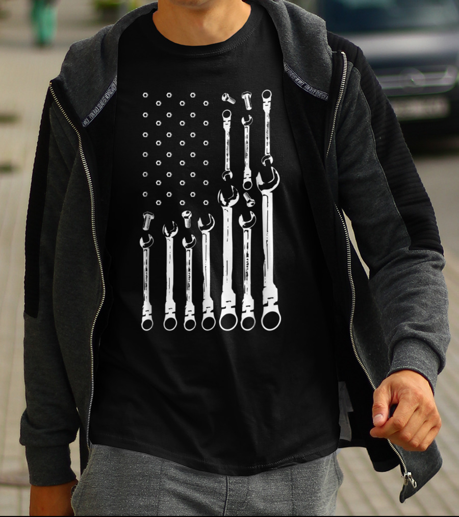 Mechanic Tools American Flag Patriotic USA T-Shirt