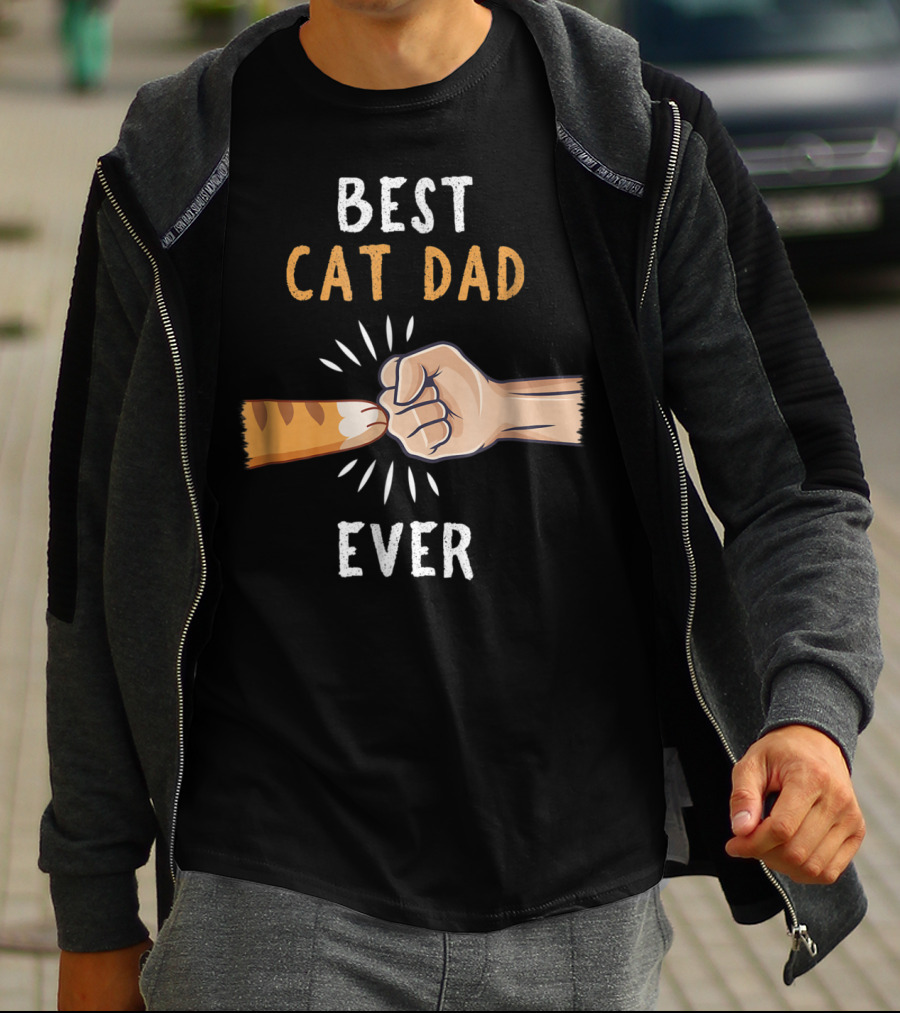 Best Cat Dad Ever Paw Fist Bump T-Shirt