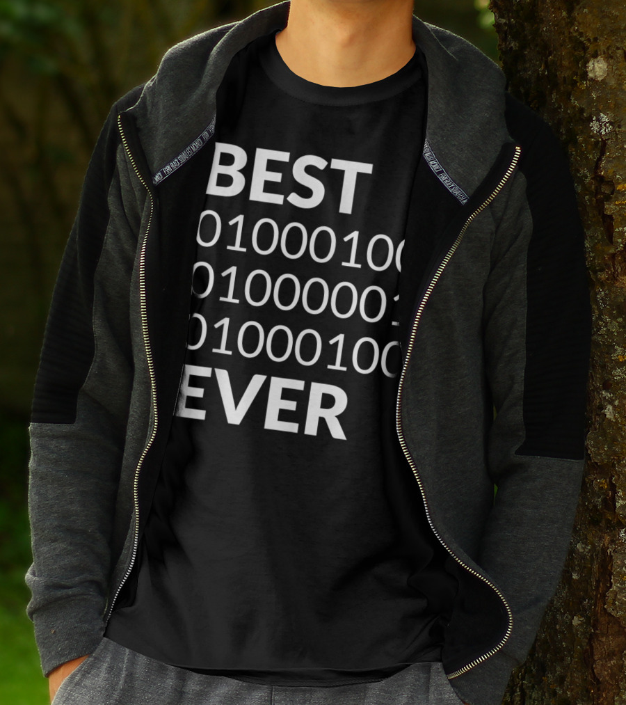 Mens Best Dad Ever Binary Code 01000100 01000001 01000100 T-Shirt
