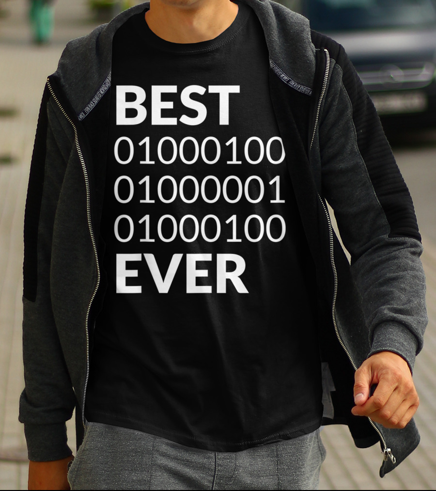 Mens Best Dad Ever Binary Code 01000100 01000001 01000100 T-Shirt