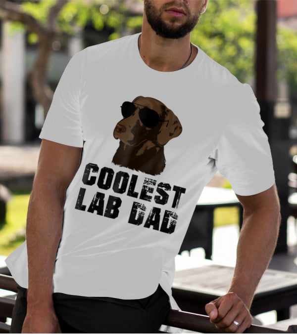 Coolest Lab Dad Funny Chocolate Labra Wearing Sunglasses T-Shirt