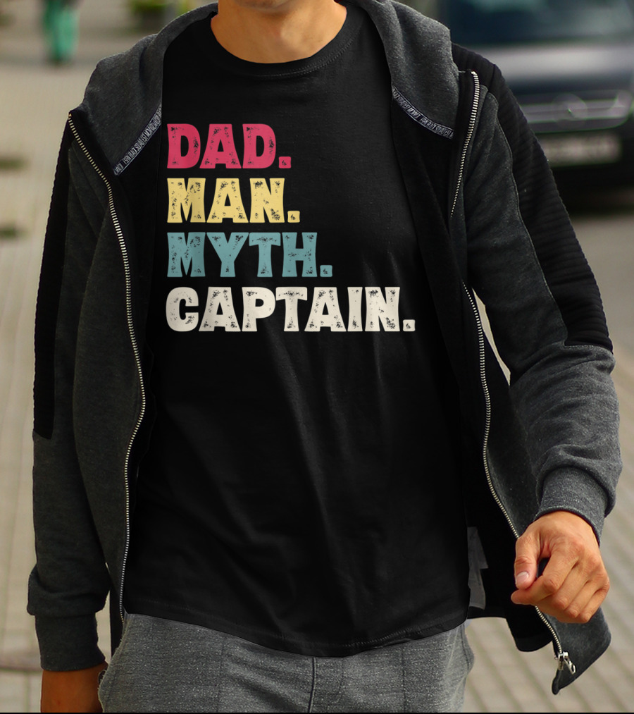 Dad Man Myth Captain Funny Father's Day Vintage T-Shirt