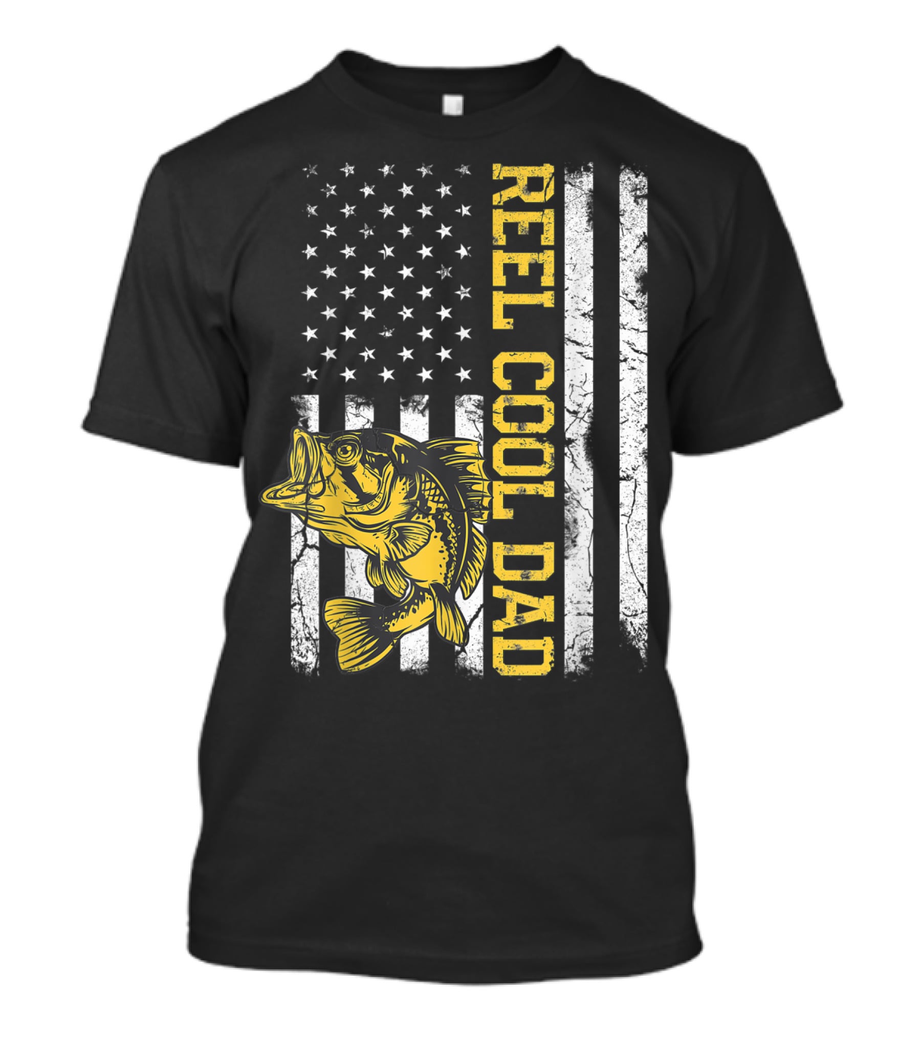 REEL COOL DAD American Flag Fishing T-Shirt