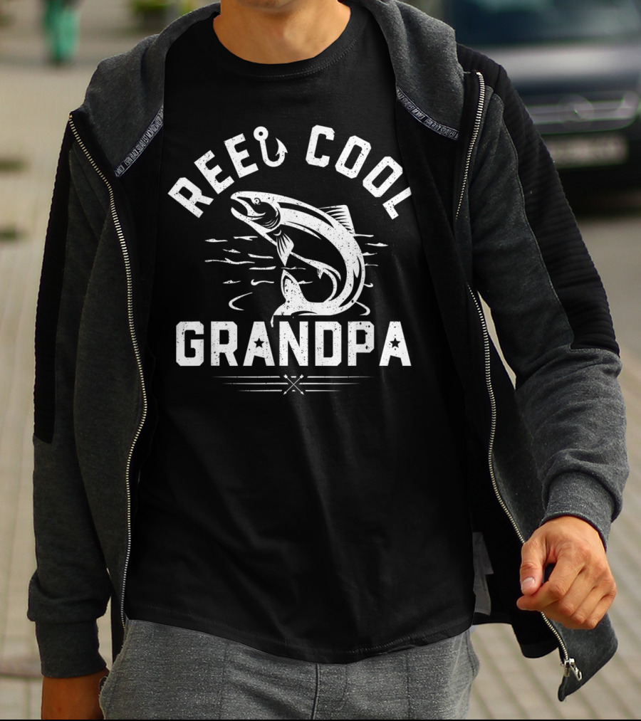 Mens Reel Cool Grandpa Funny Fishing Fathers Catch T-Shirt