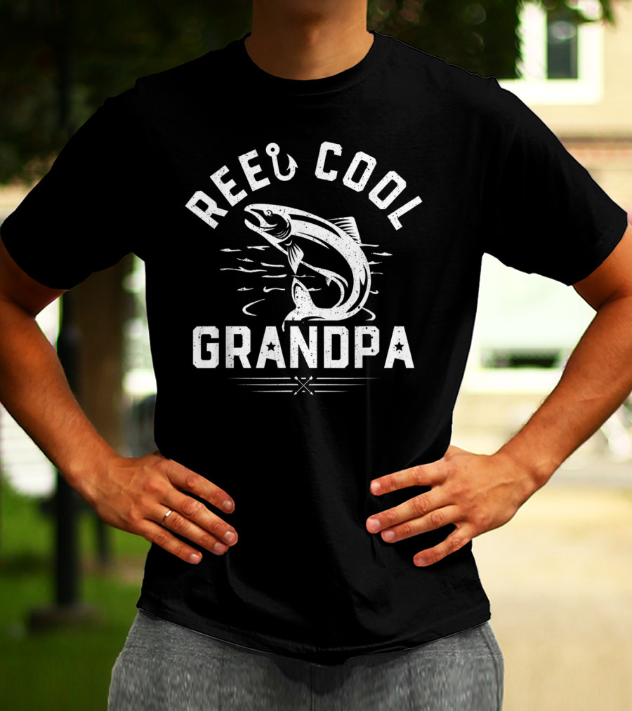 Mens Reel Cool Grandpa Funny Fishing Fathers Catch T-Shirt