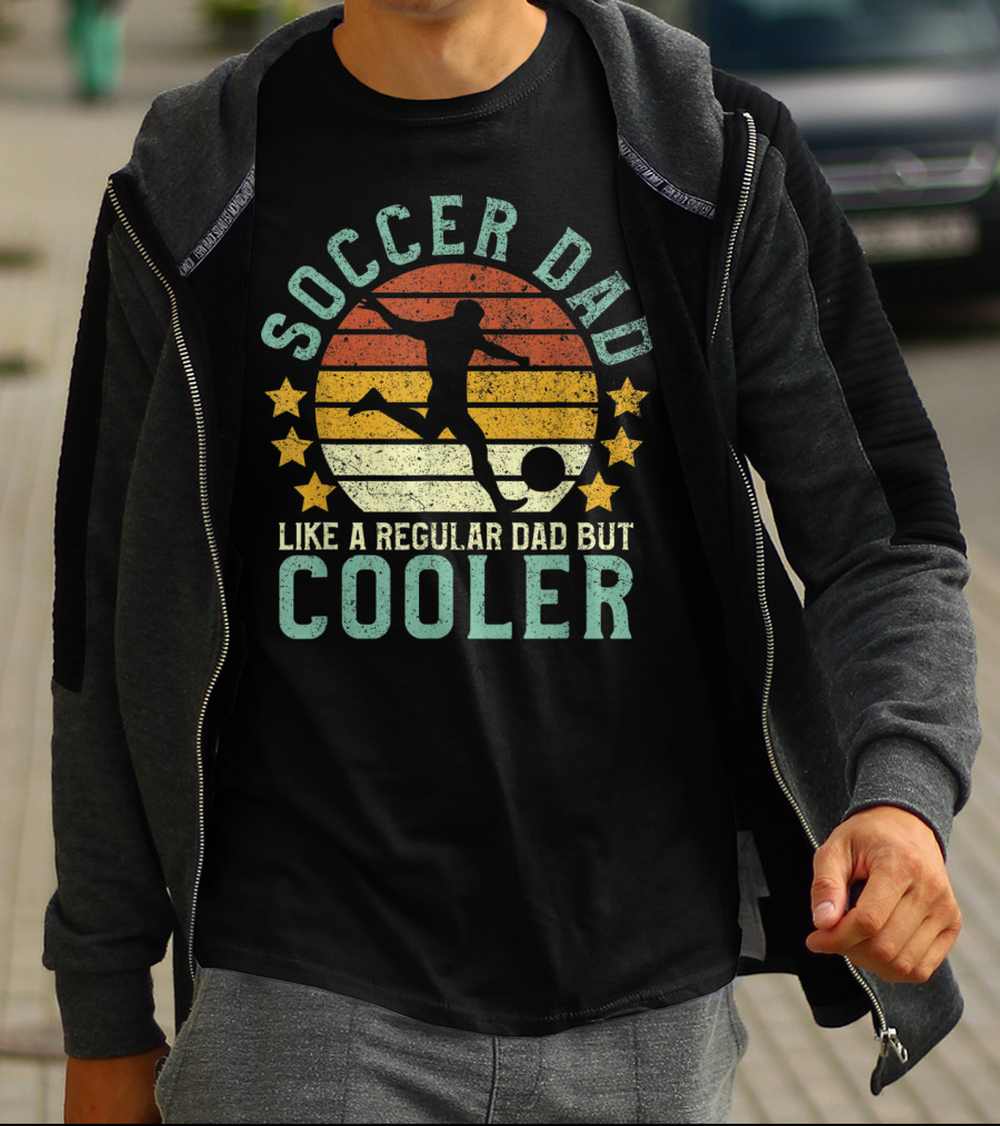 Soccer Dad Like A Regular Dad But Cooler Retro Soccer Player Fan Father's T-Shirt