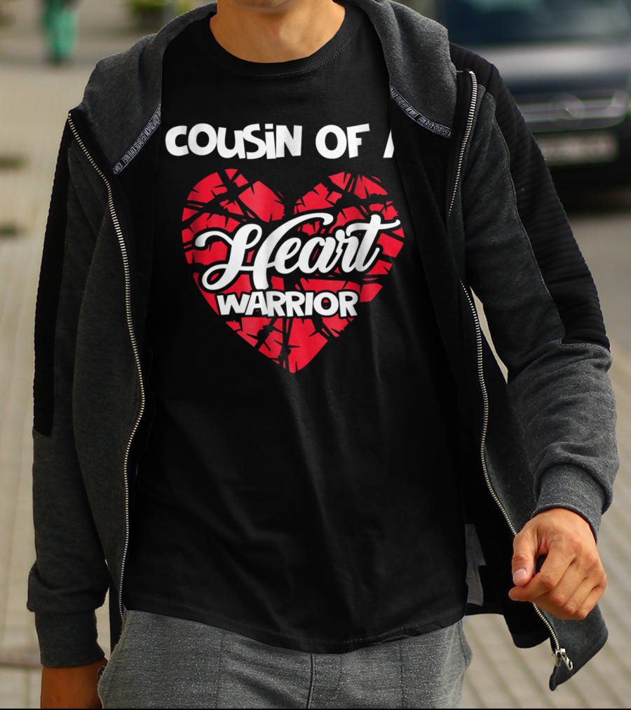 Cousin Of A Heart Warrior Red Ribbon Heart Support T-Shirt