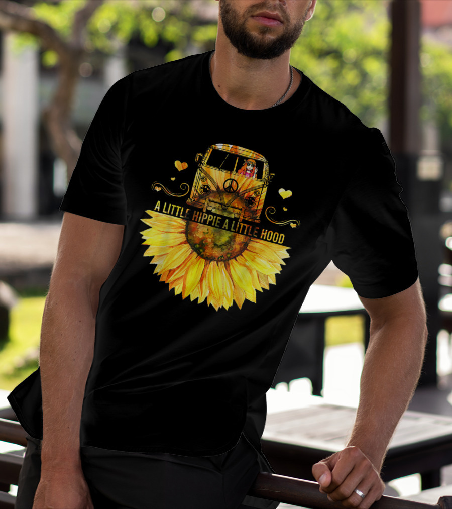 A Little Hippie A Little Hood Sunflower Bus Retro Vibes T-Shirt
