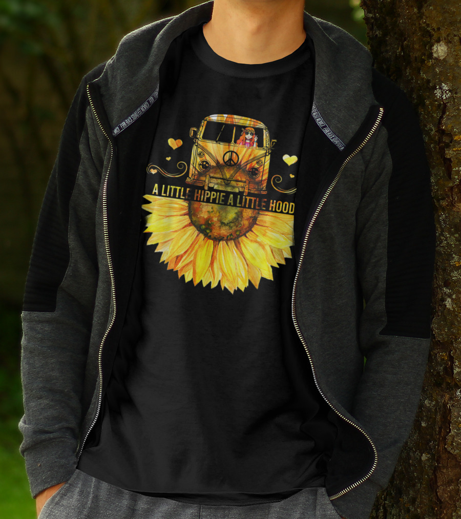 A Little Hippie A Little Hood Sunflower Bus Retro Vibes T-Shirt