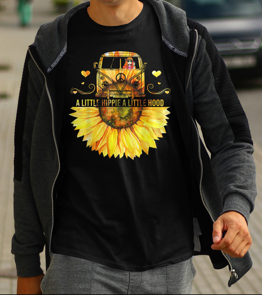 A Little Hippie A Little Hood Sunflower Bus Retro Vibes T-Shirt