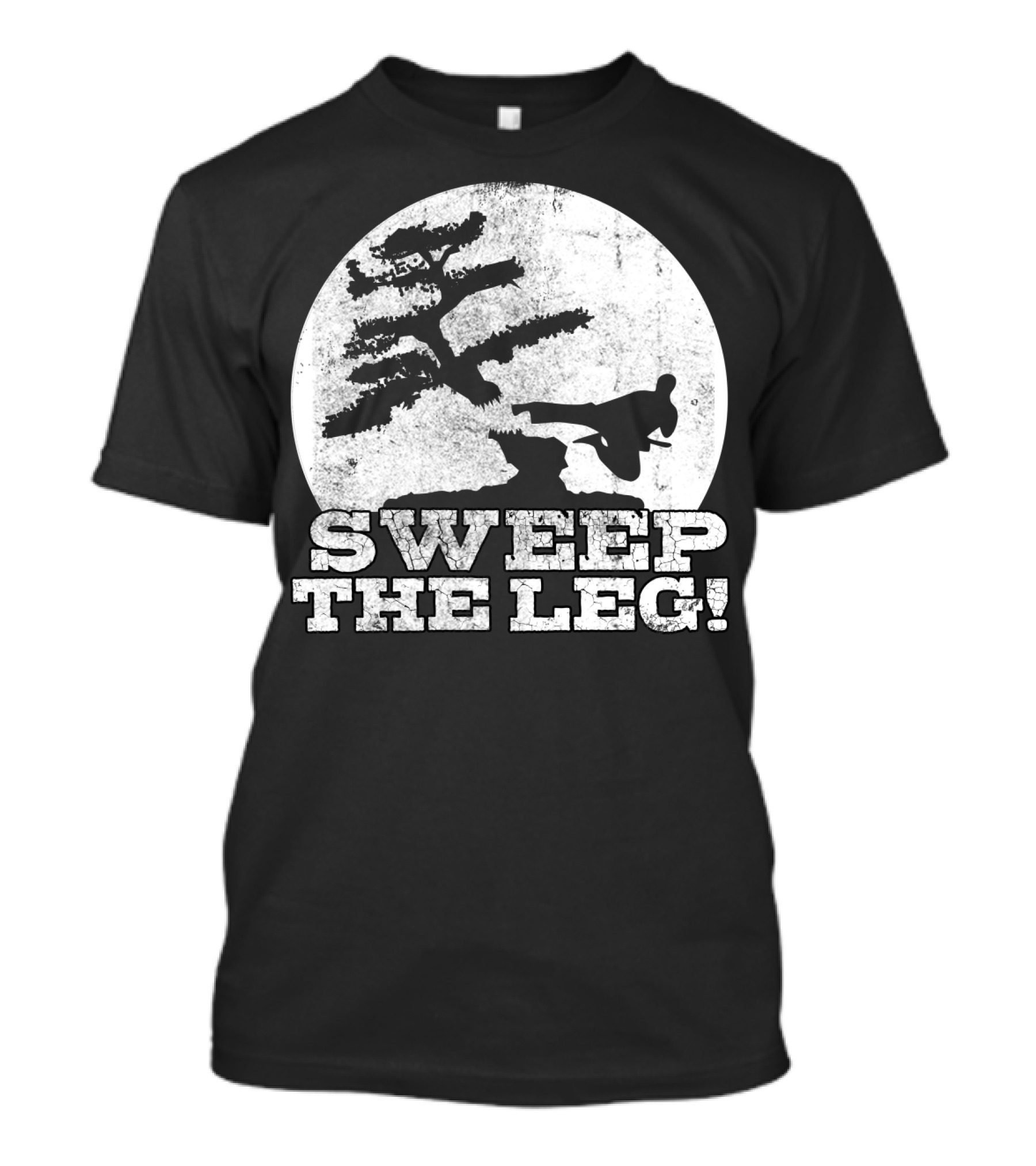 Sweep The Leg Karate Silhouette Bonsai Moon T-Shirt